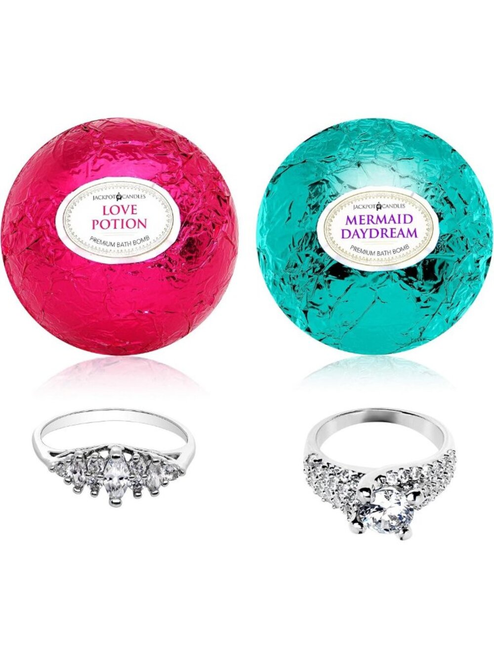 Mermaid Love Potion Bath Bombs Gift Set - 2 Bath Fizzies with Surprise Ring